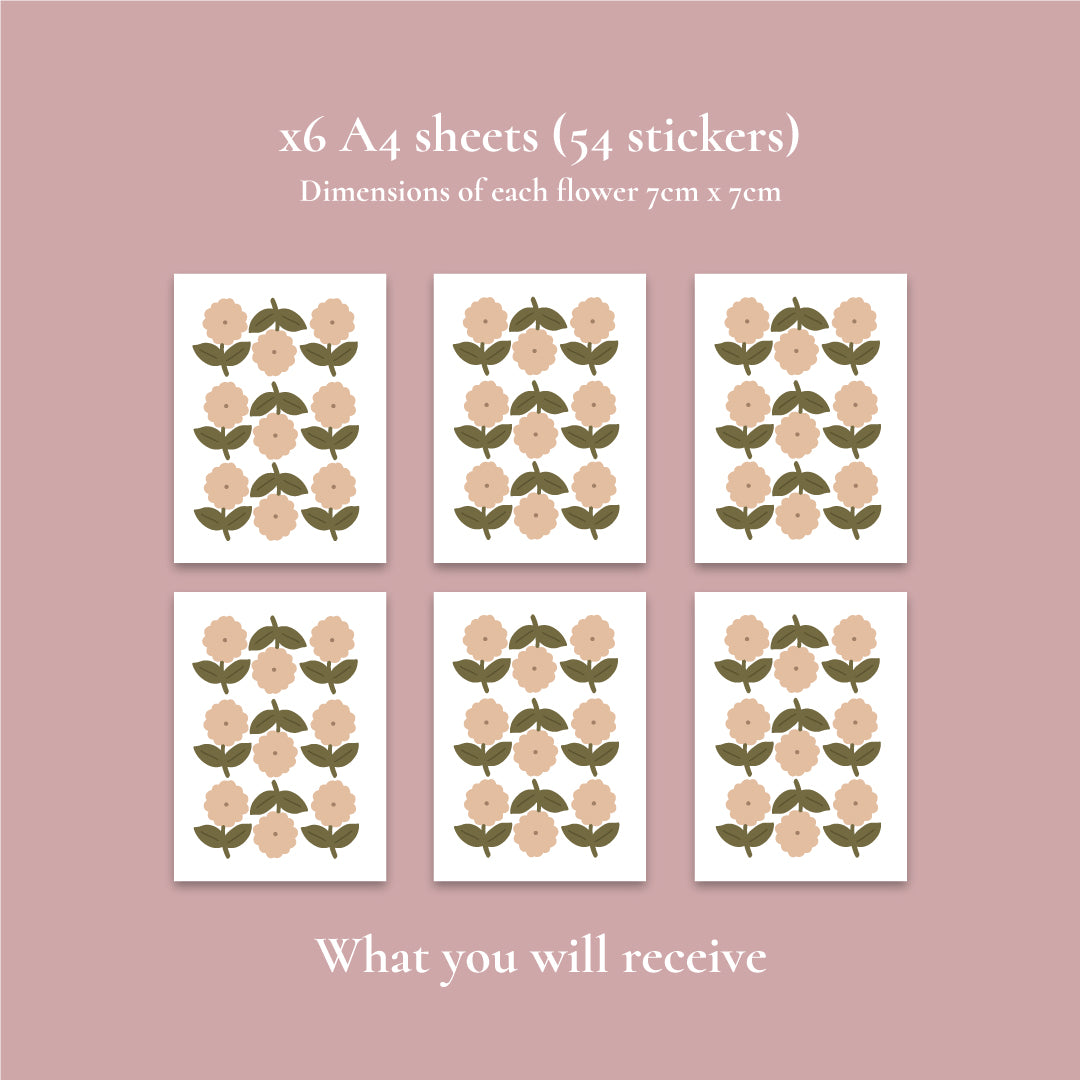 Dusty Pink Flower Wall Stickers