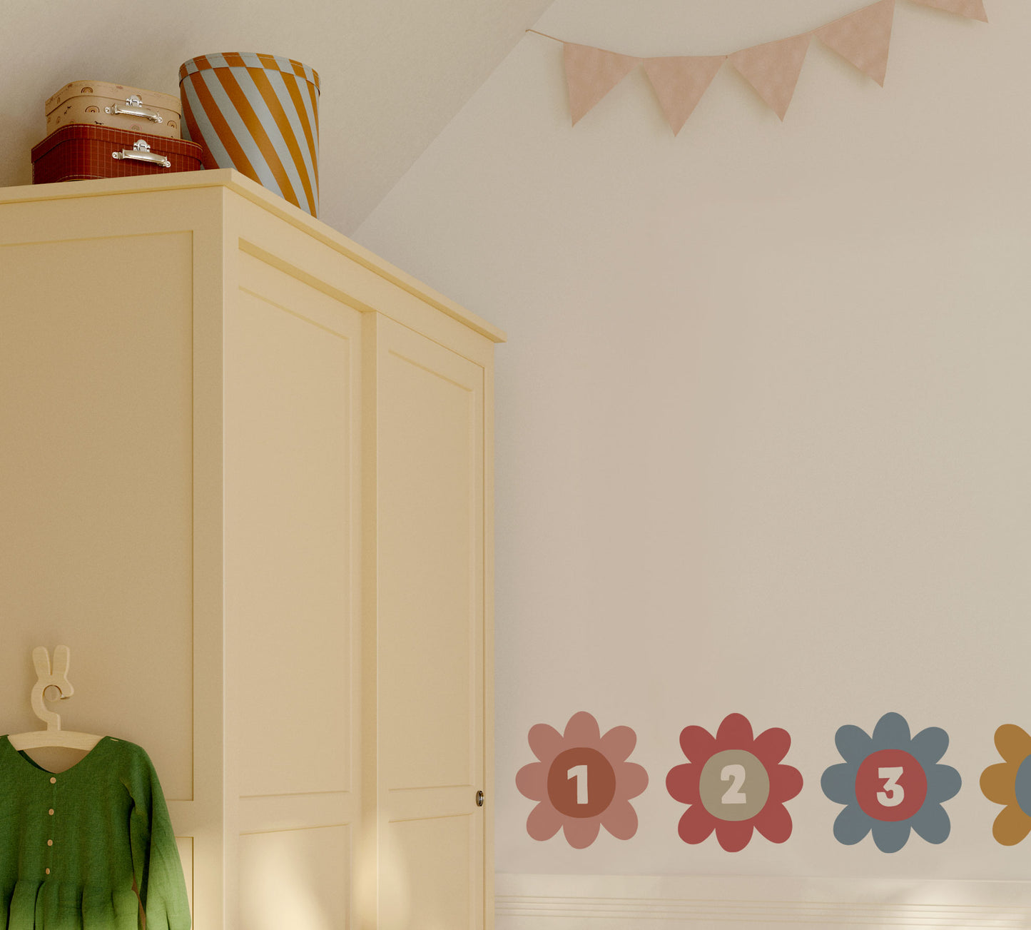 Flower Number Fabric Wall Stickers