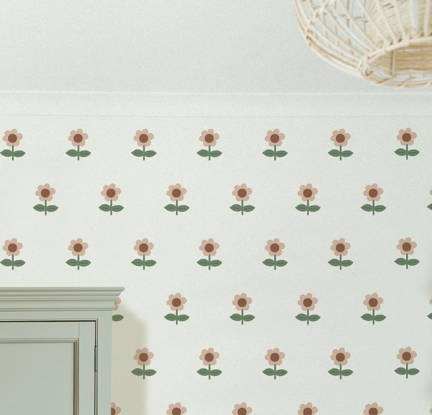 Dusty Pink and Brown Flower Wall Stickers