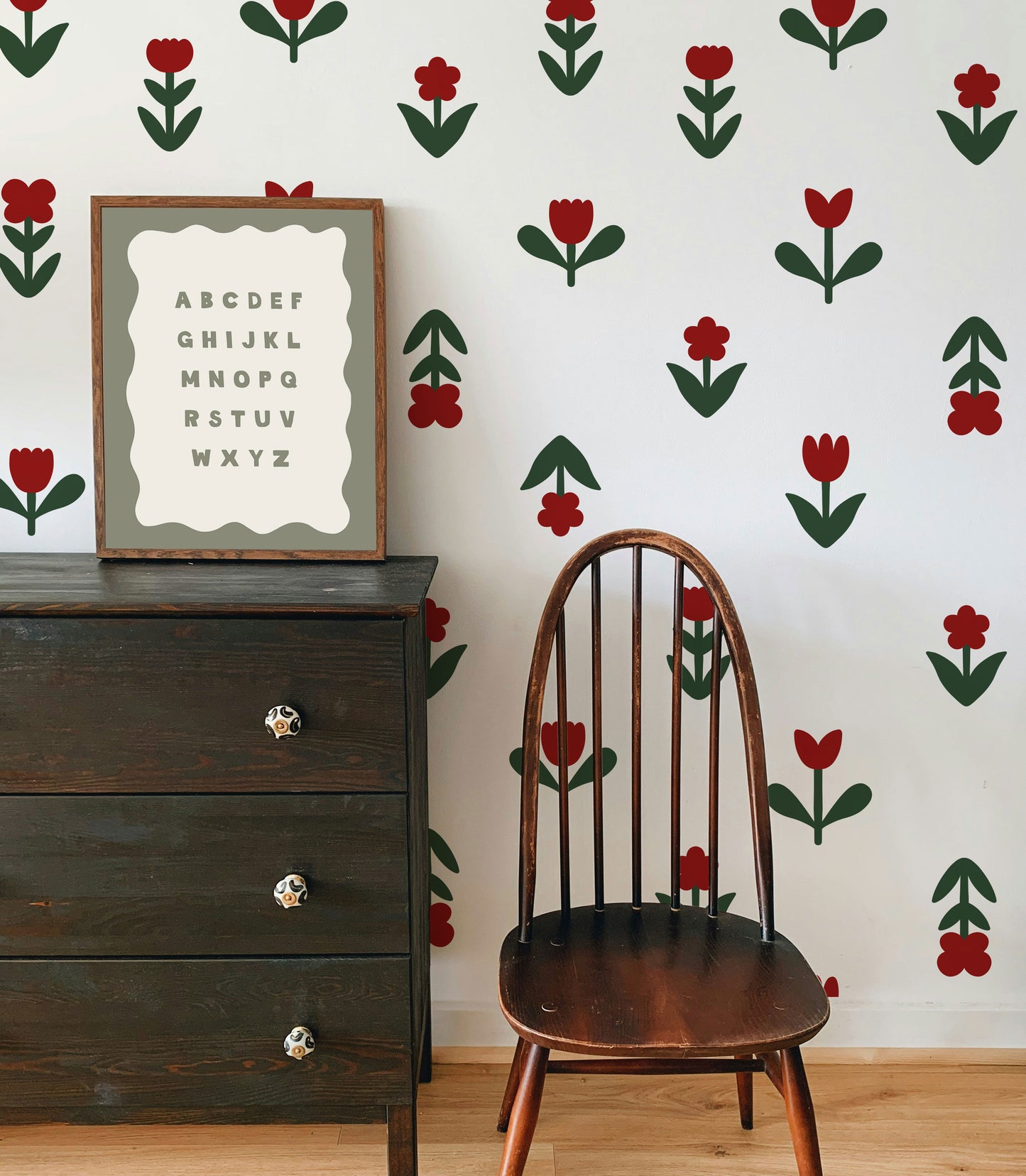 Cherry Red Flower Wall Stickers