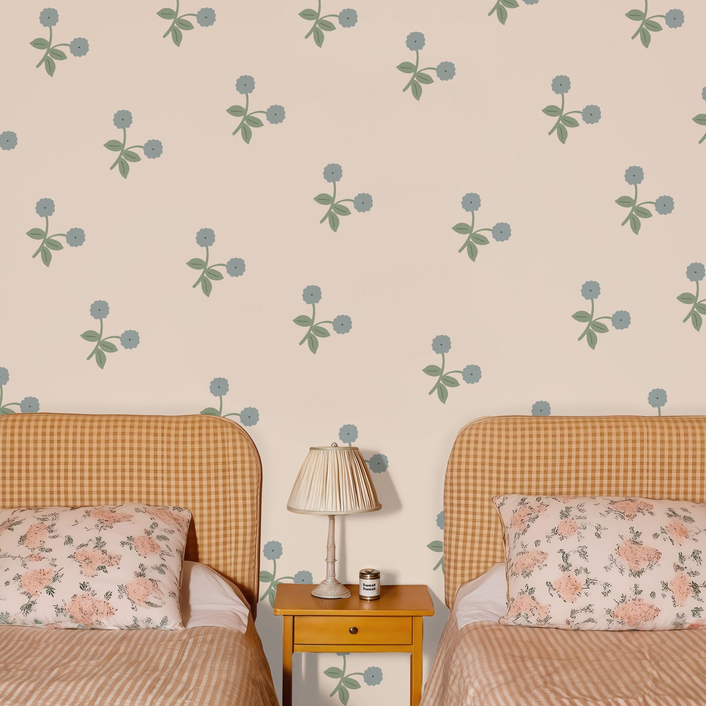 Powder Blue Flower Wall Stickers