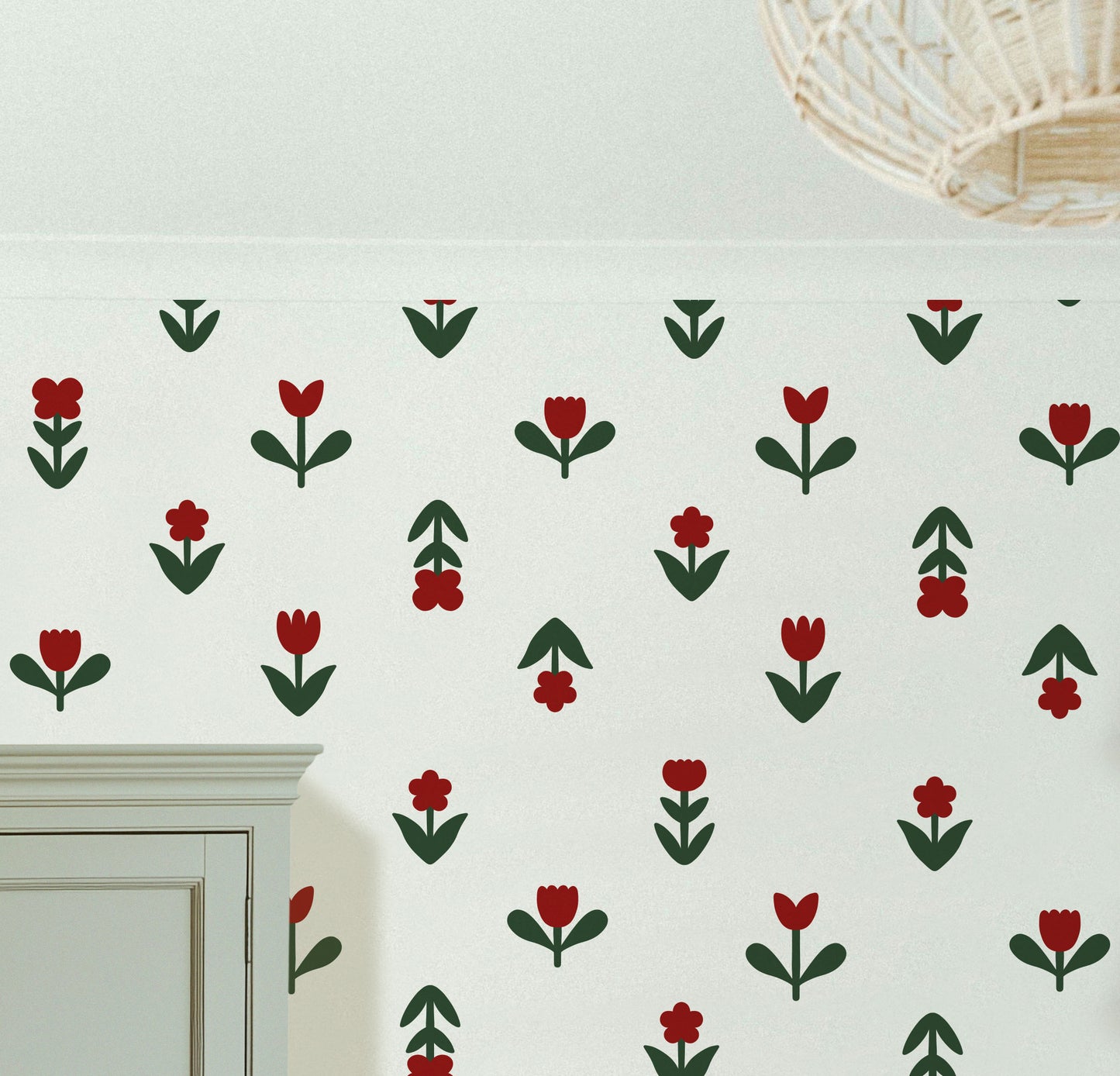 Cherry Red Flower Wall Stickers