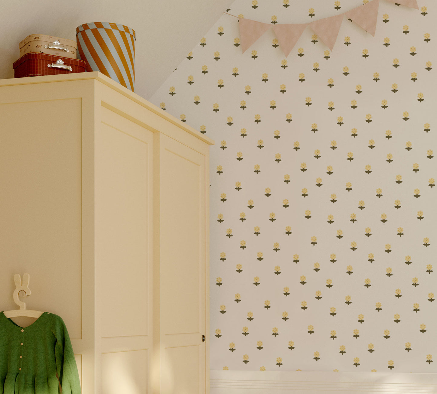 Ditsy Butter Yellow Flower Wall Stickers