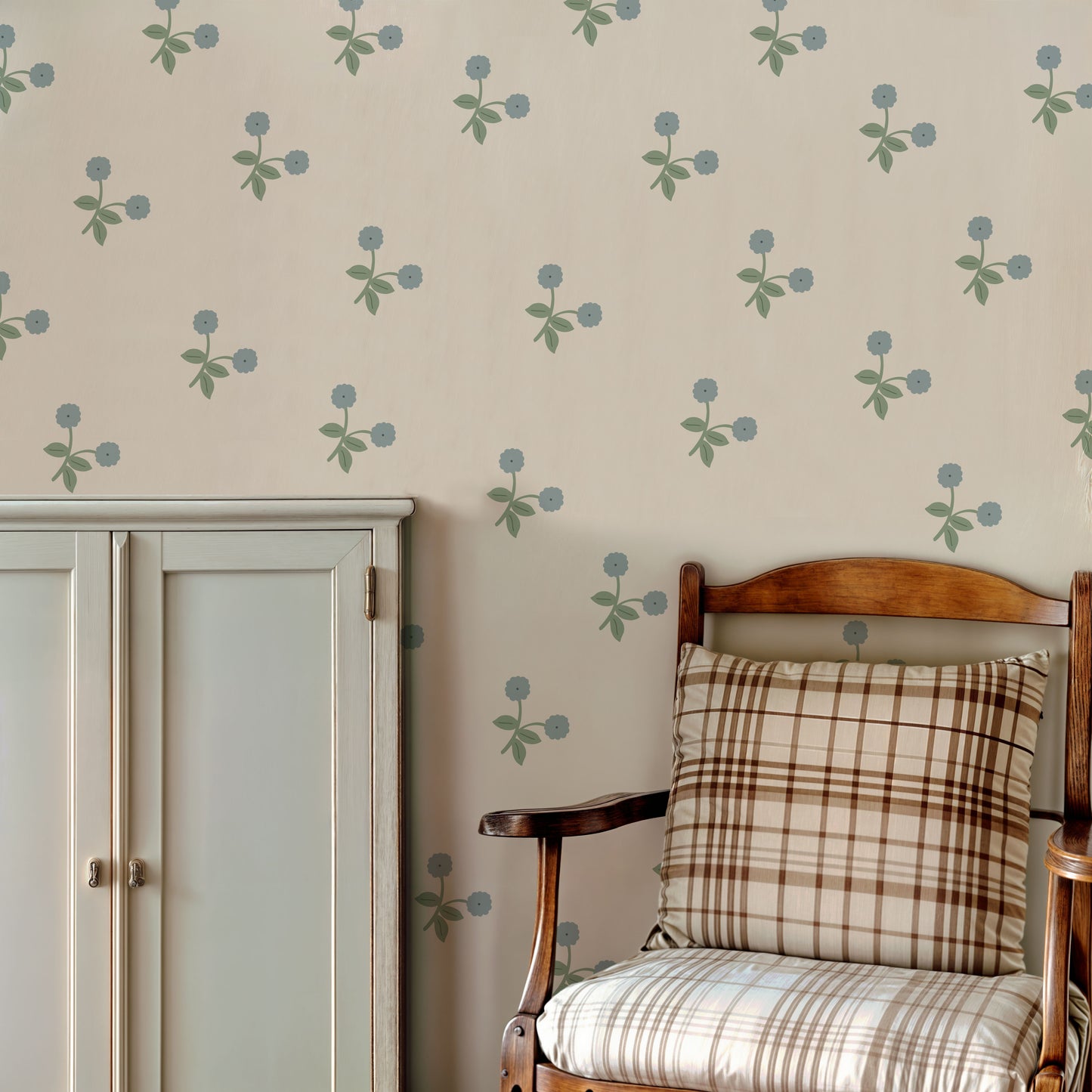 Powder Blue Flower Wall Stickers