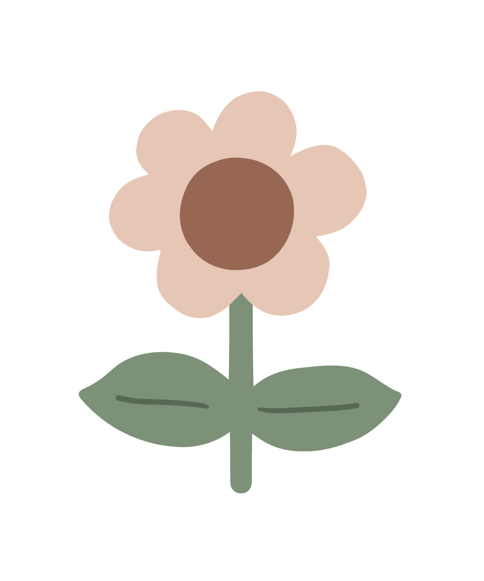 Dusty Pink and Brown Flower Wall Stickers