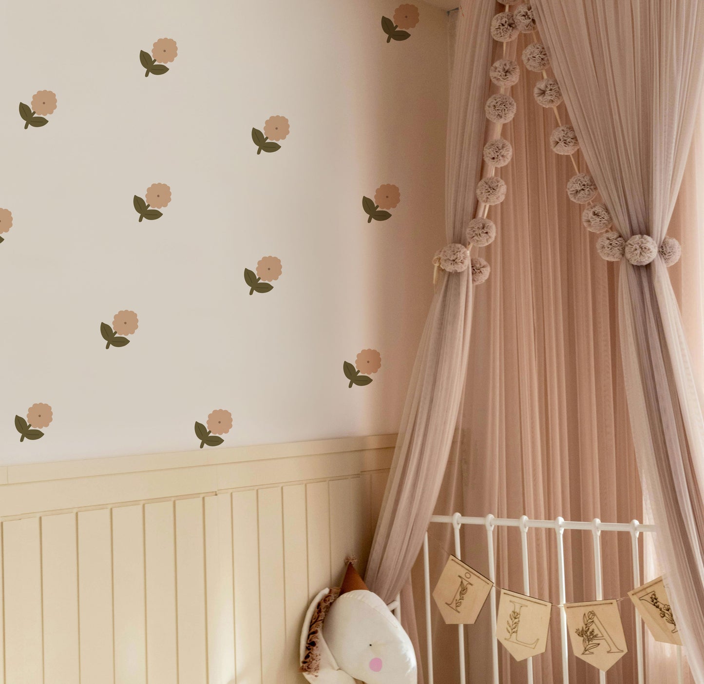 Dusty Pink Flower Wall Stickers