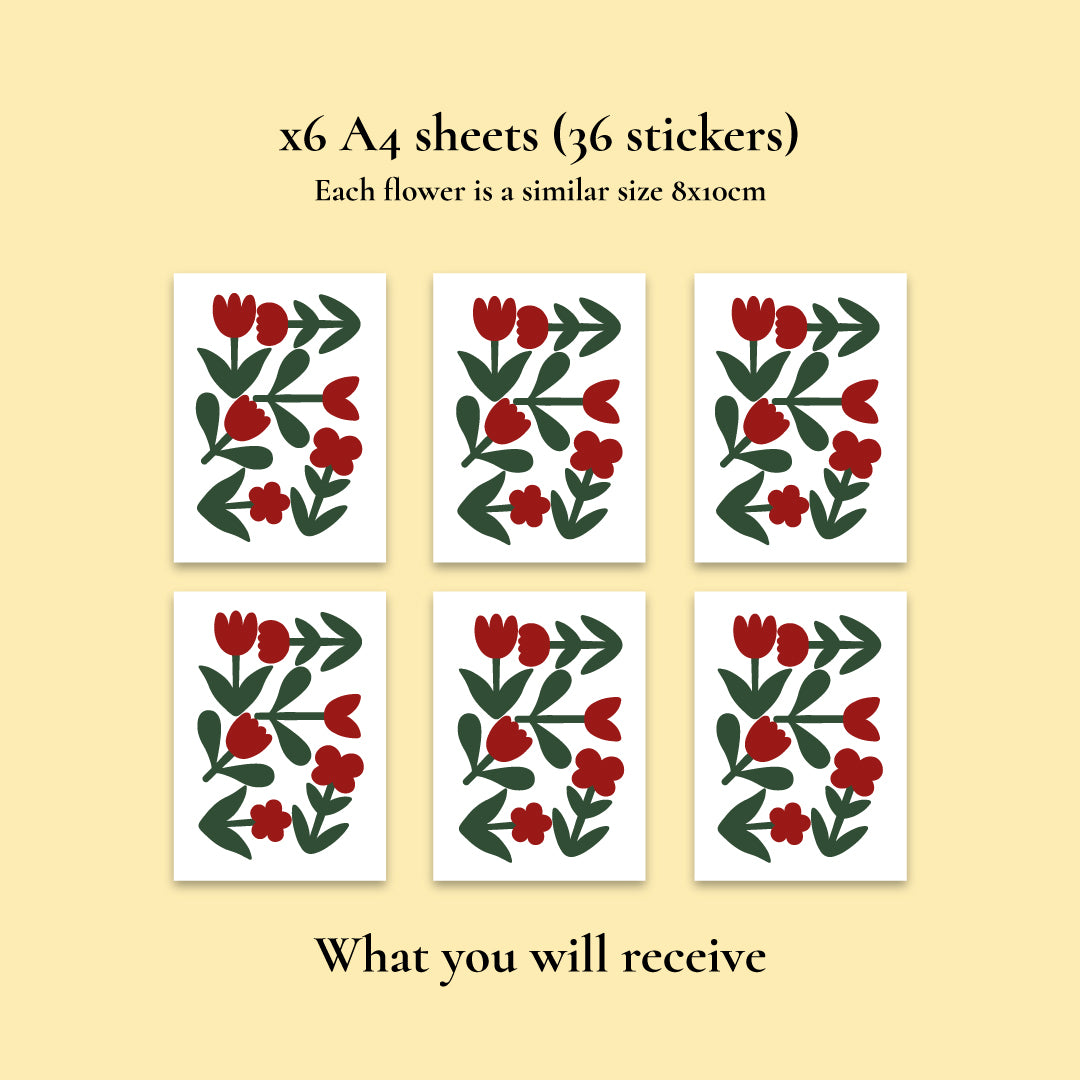 Cherry Red Flower Wall Stickers
