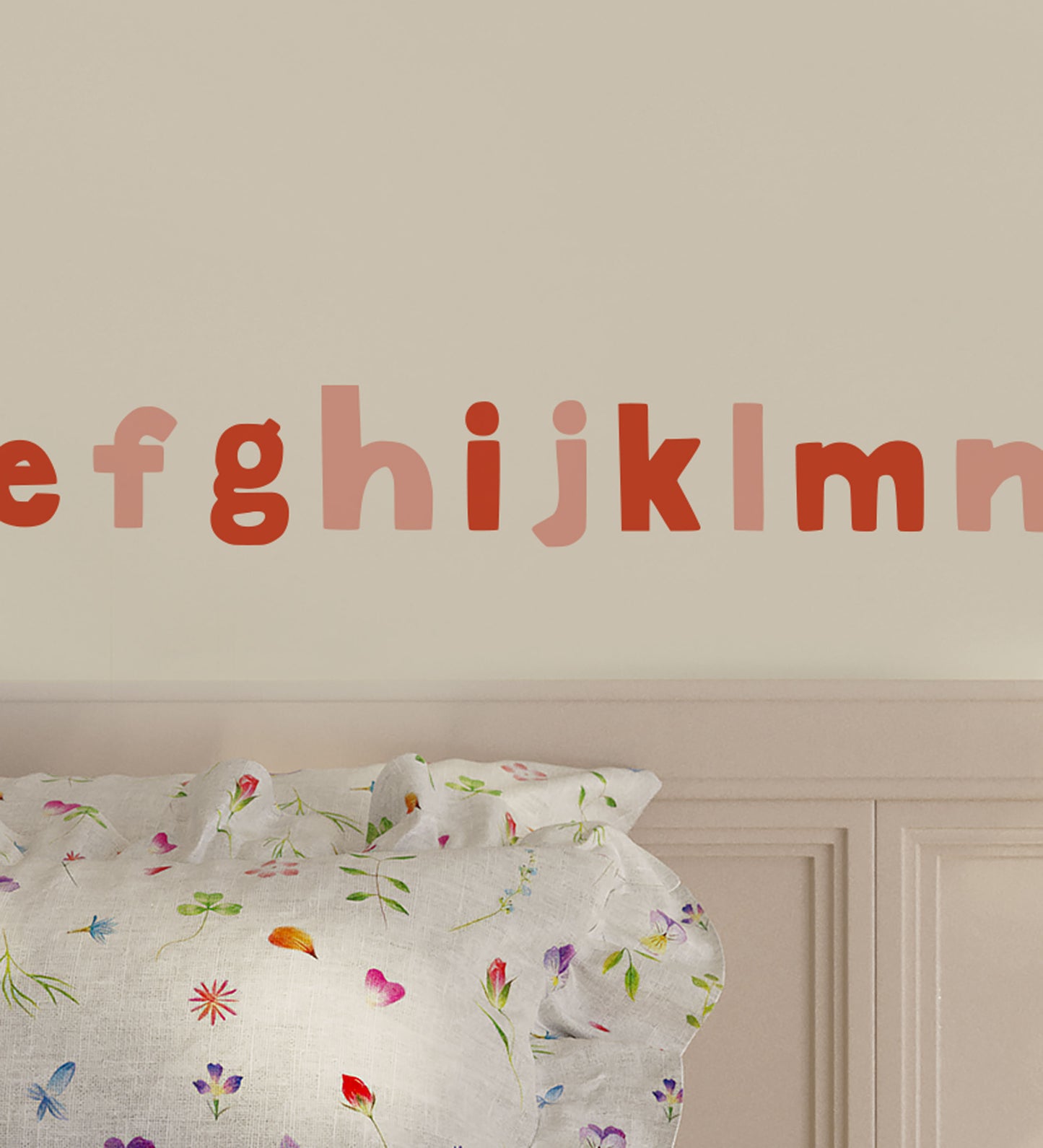 Pink and Red Alphabet Fabric Wall Stickers