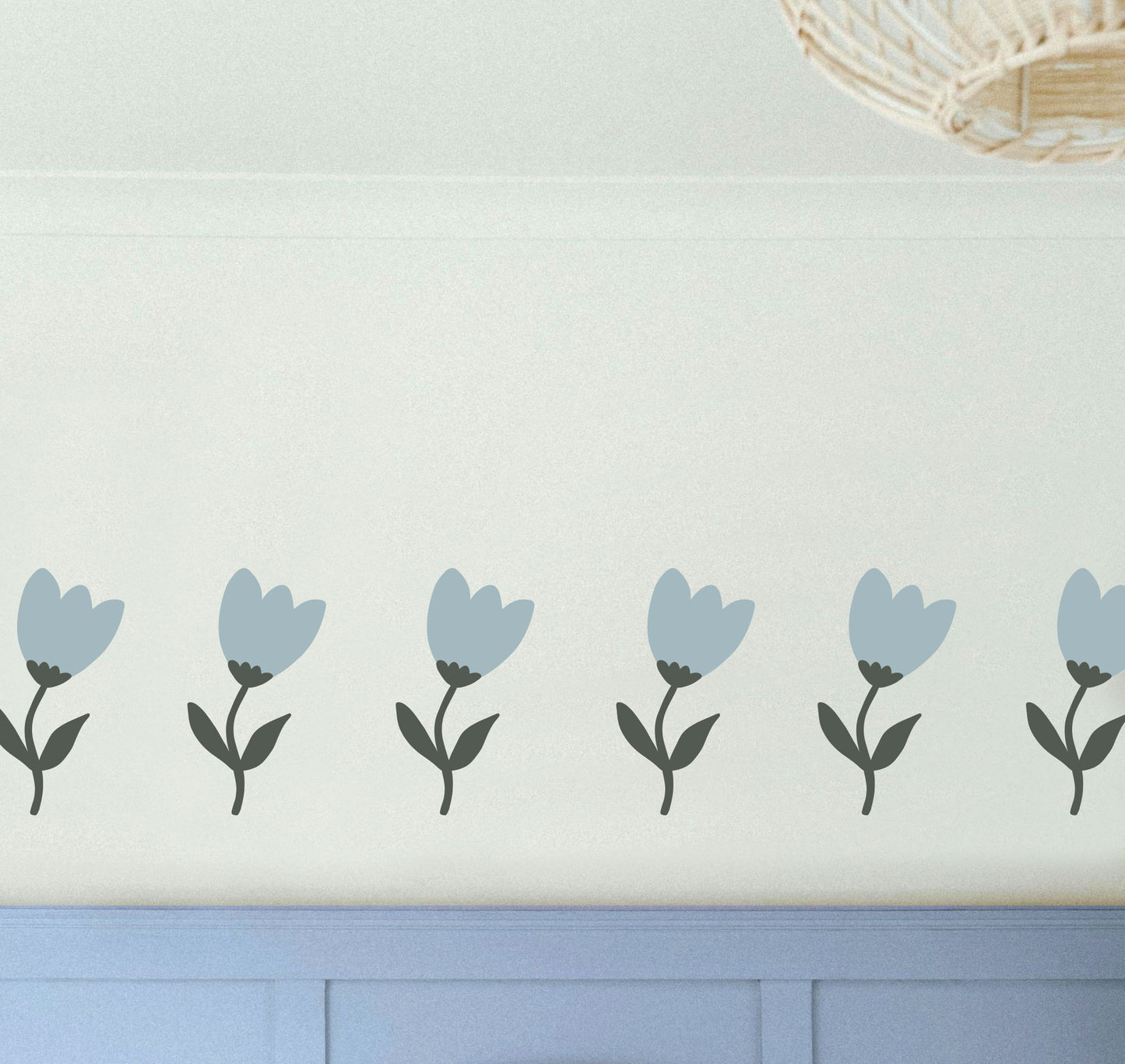 8 Large Blue Tulip Wall Stickers