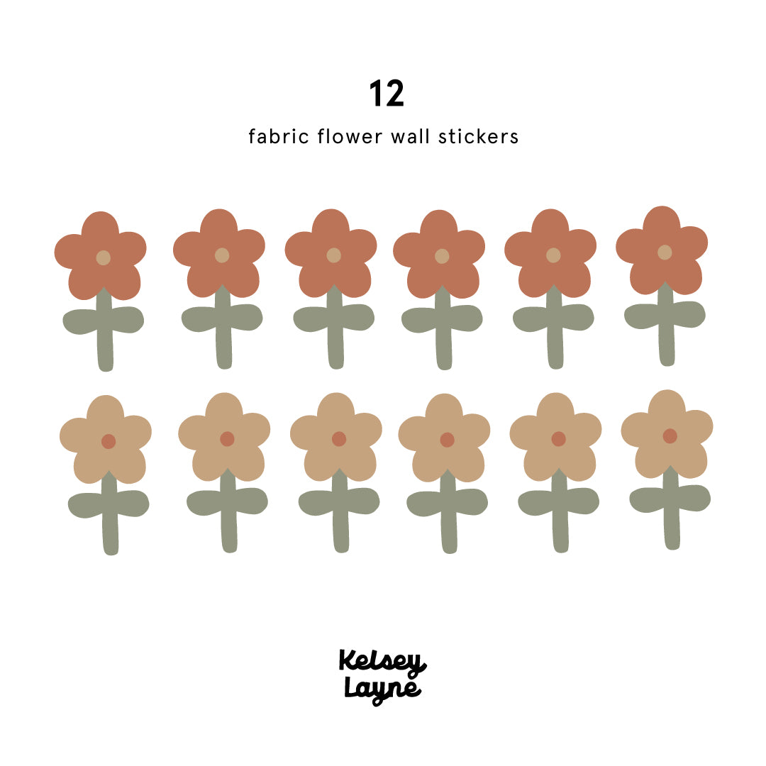 Neutral Beige and Brown Flower Fabric Wall Stickers