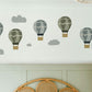 Vintage Hot Air Balloon Fabric Wall Stickers (Blue and Green)