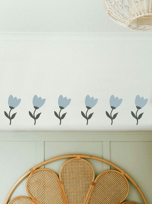 8 Large Blue Tulip Wall Stickers