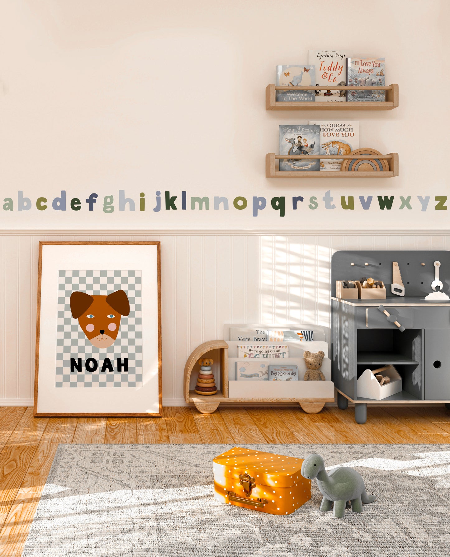 Blue and Green Alphabet Fabric Wall Stickers