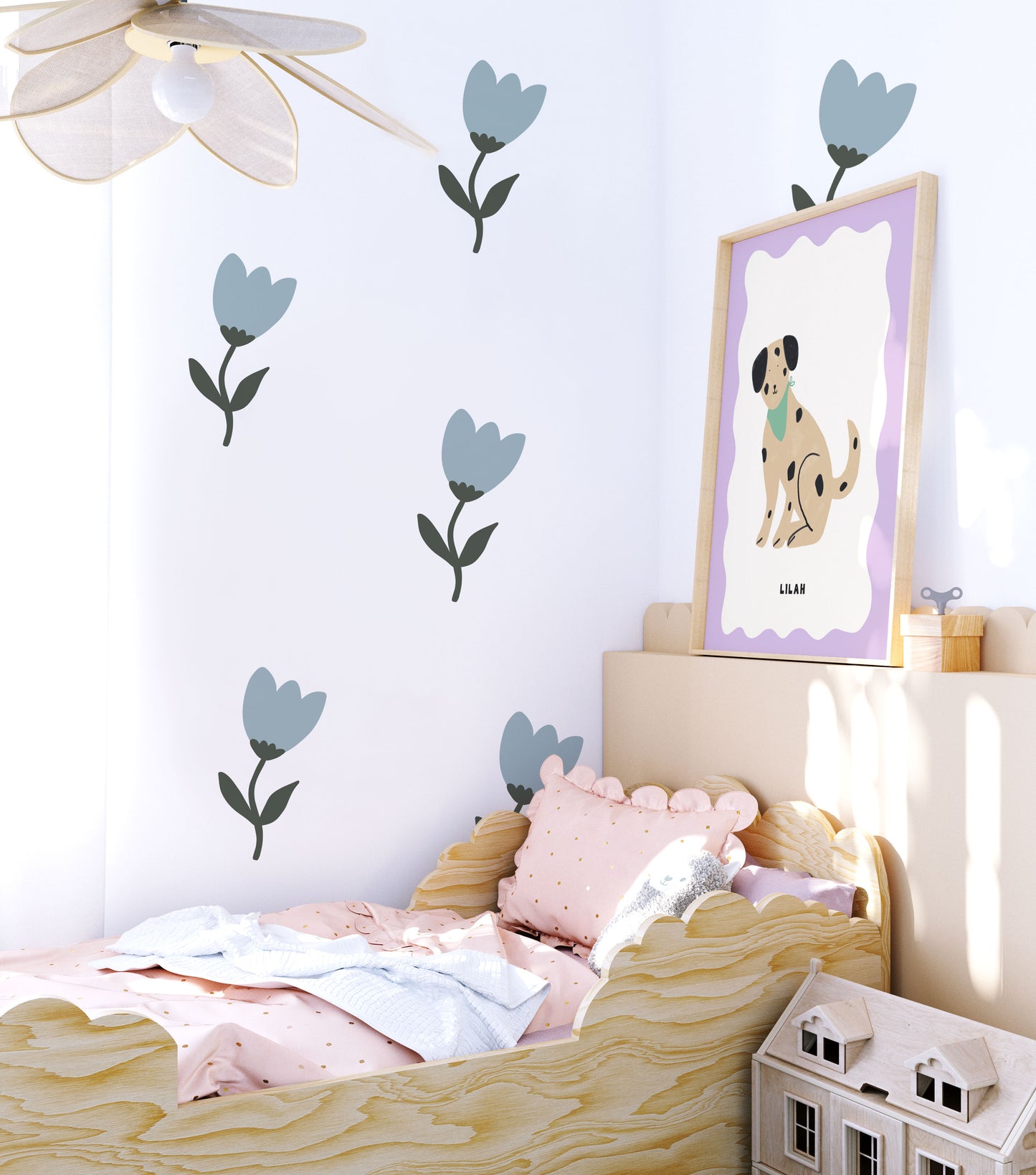 8 Large Blue Tulip Wall Stickers