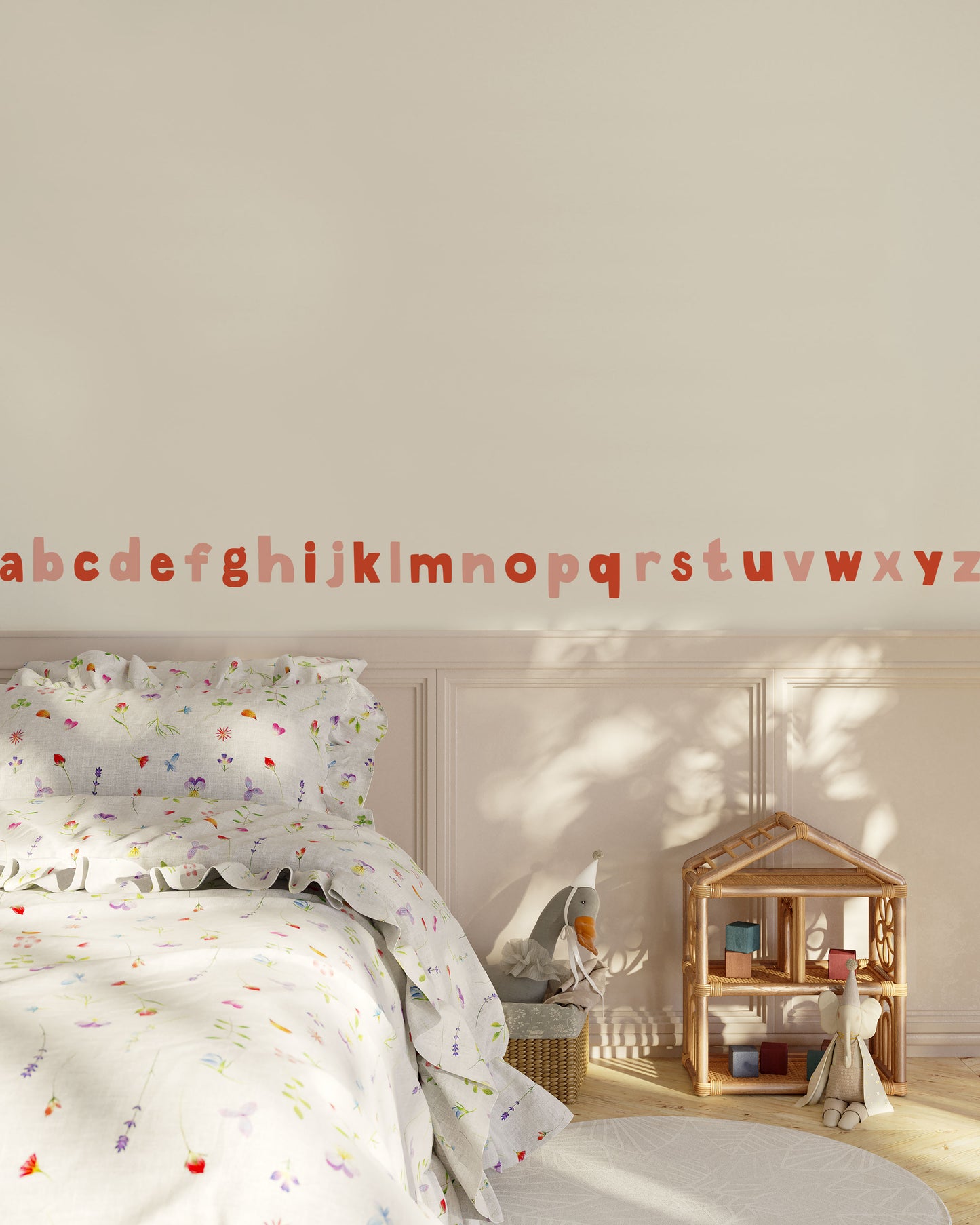 Pink and Red Alphabet Fabric Wall Stickers