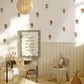 Neutral Beige and Brown Flower Fabric Wall Stickers