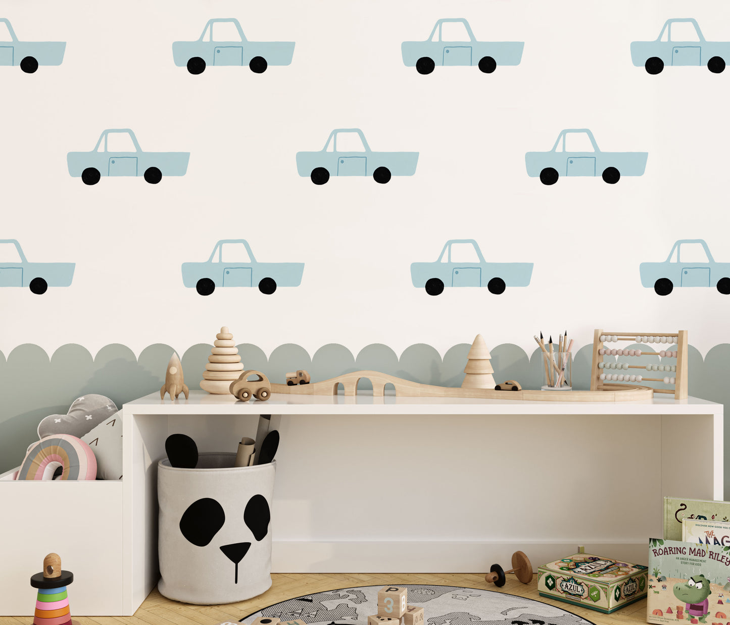 Blue Car Fabric Wall Stickers