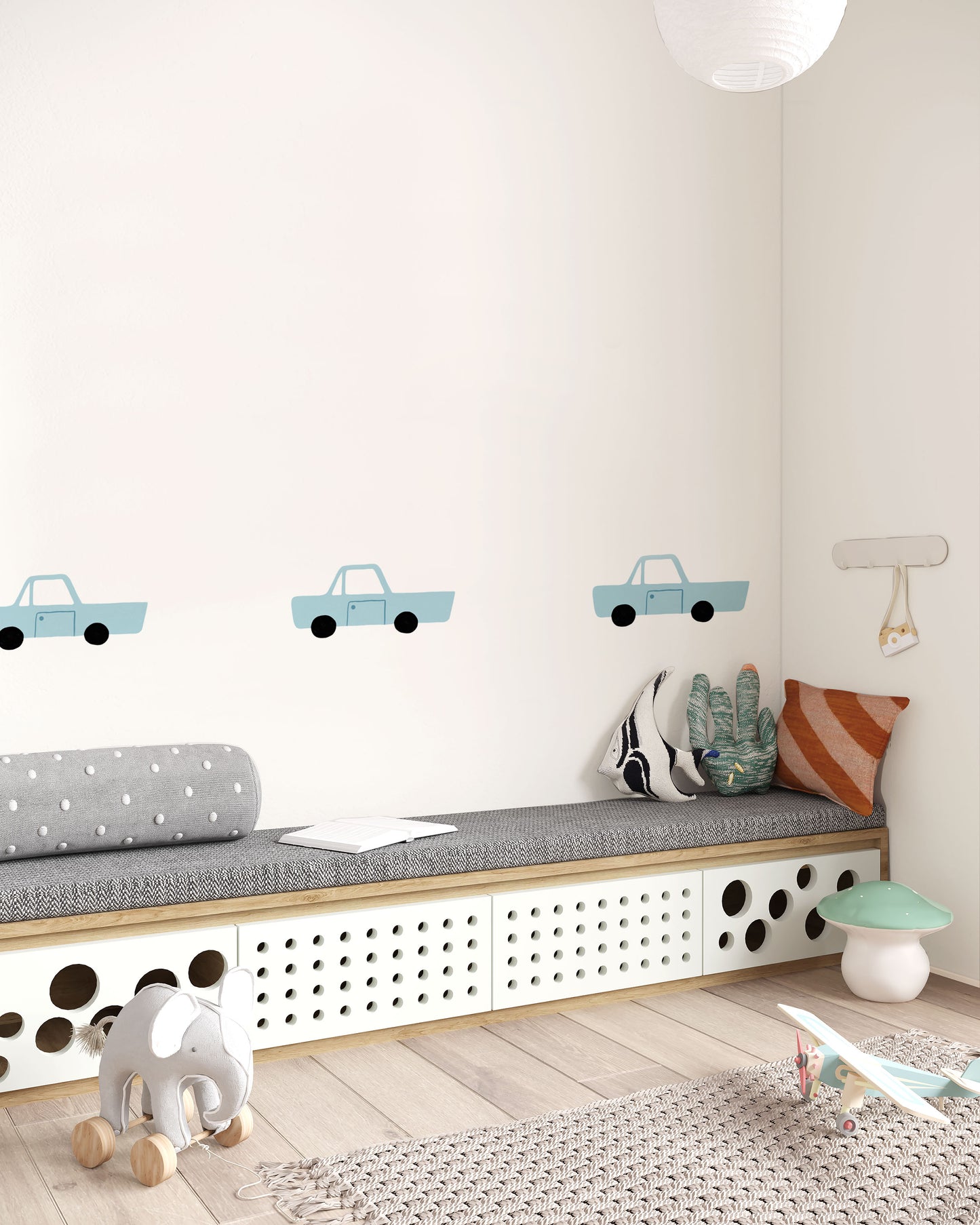 Blue Car Fabric Wall Stickers