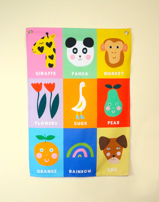 Colourful Animals Wall Hanging 70x50cm 100% Cotton