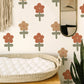 Neutral Beige and Brown Flower Fabric Wall Stickers